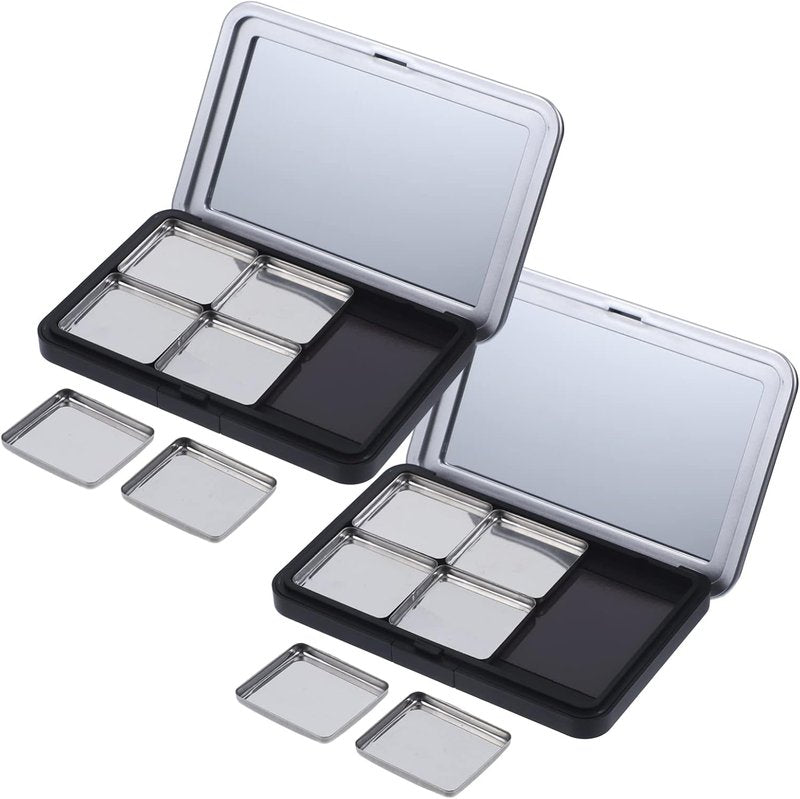 Minkissy Empty Eyeshadow Palette - Magnetic Makeup Organizer with Mirror | Refillable for Eyeshadow & Lipstick, 2PCS