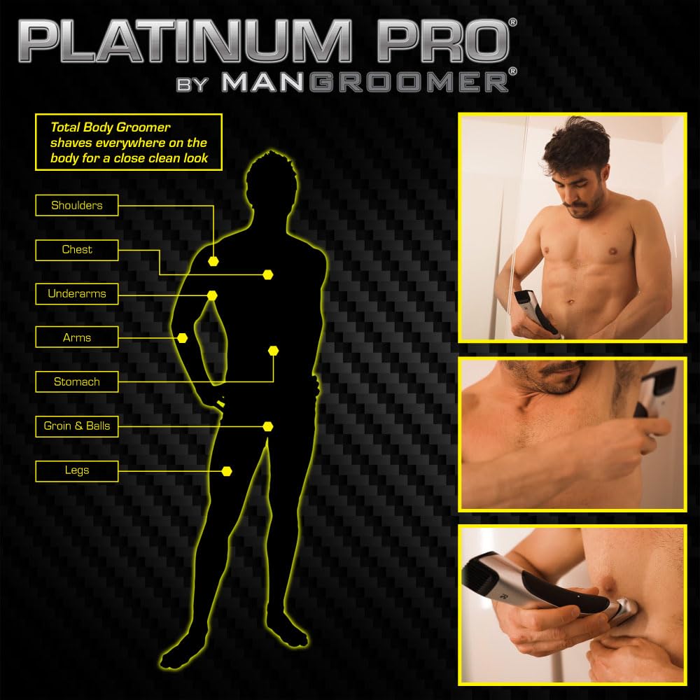 MANGROOMER - PLATINUM PRO New Body Groomer, Ball Groomer and Body Trimmer with Lithium Max Battery, Bonus Extra Foil and Storage Case!