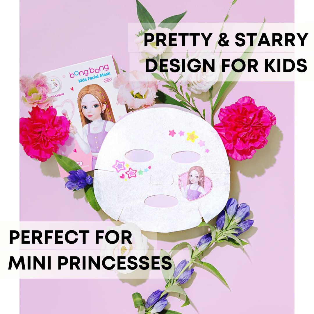 Kids Spa Facial Masks 5-Pack - 100% Cotton Sheets with Headband | Princess Masks for Spa Parties & Sleepovers