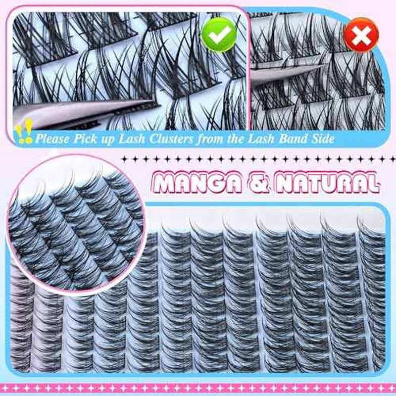 Wispy Lash Clusters Natural Lashes Clusters C Curl Eyelash Clusters Pesta?as Postizas Naturales Anime Cluster Eyelash Extensions 10-16mm DIY False Eyelashes 144Pcs Individual Lashes