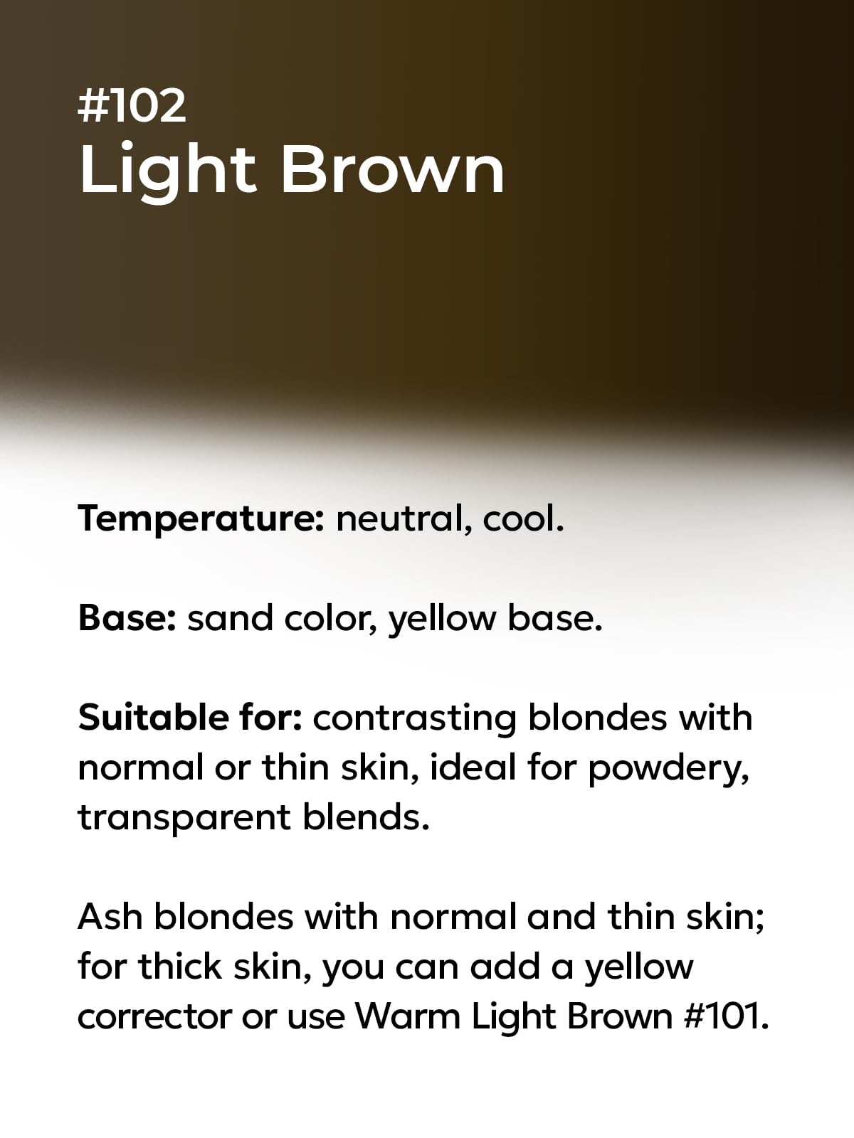 #102 Light Brown - by Elena Nechaeva - Microblading Ink for Eyebrows - Permanent Makeup - Professional Tattoo Pigment