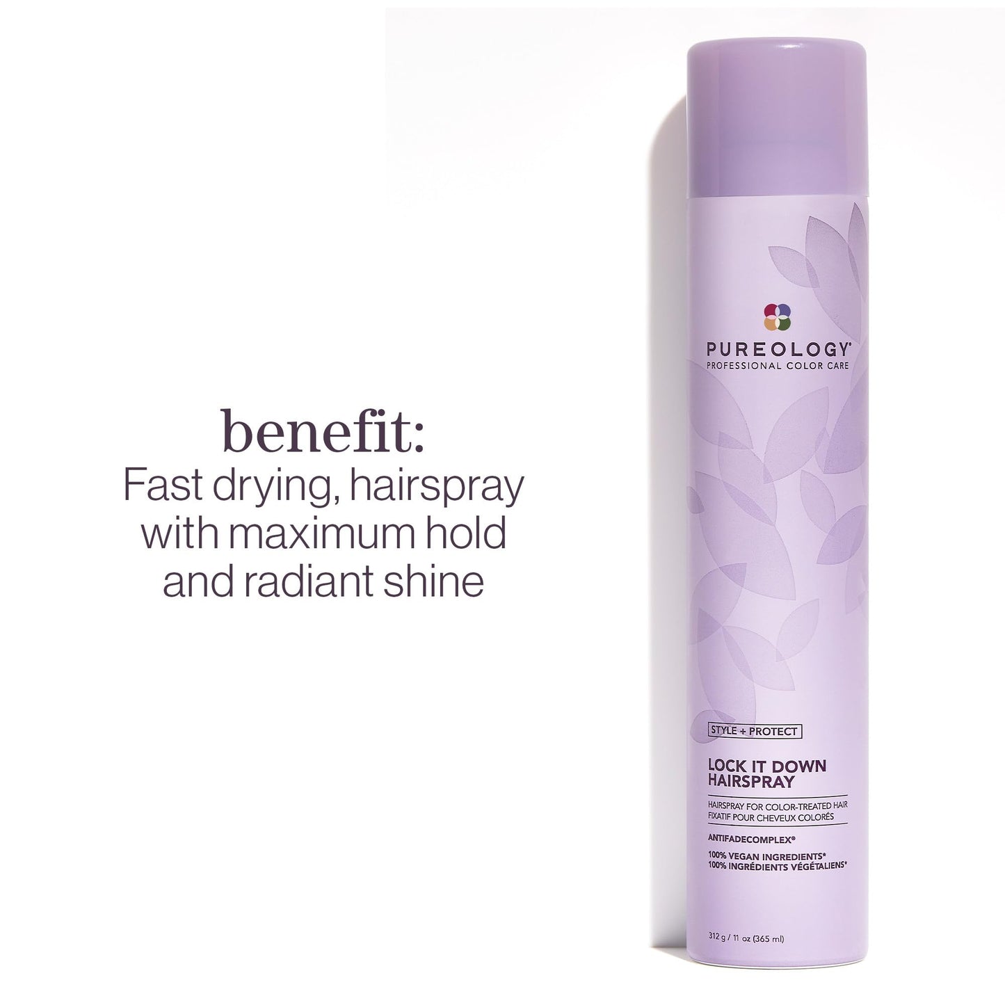 Pureology Style + Protect Lock It Down Hairspray For Color-Treated Hair - Provides Maximum Hold and Radiant Shine, Silicone-Free & Vegan