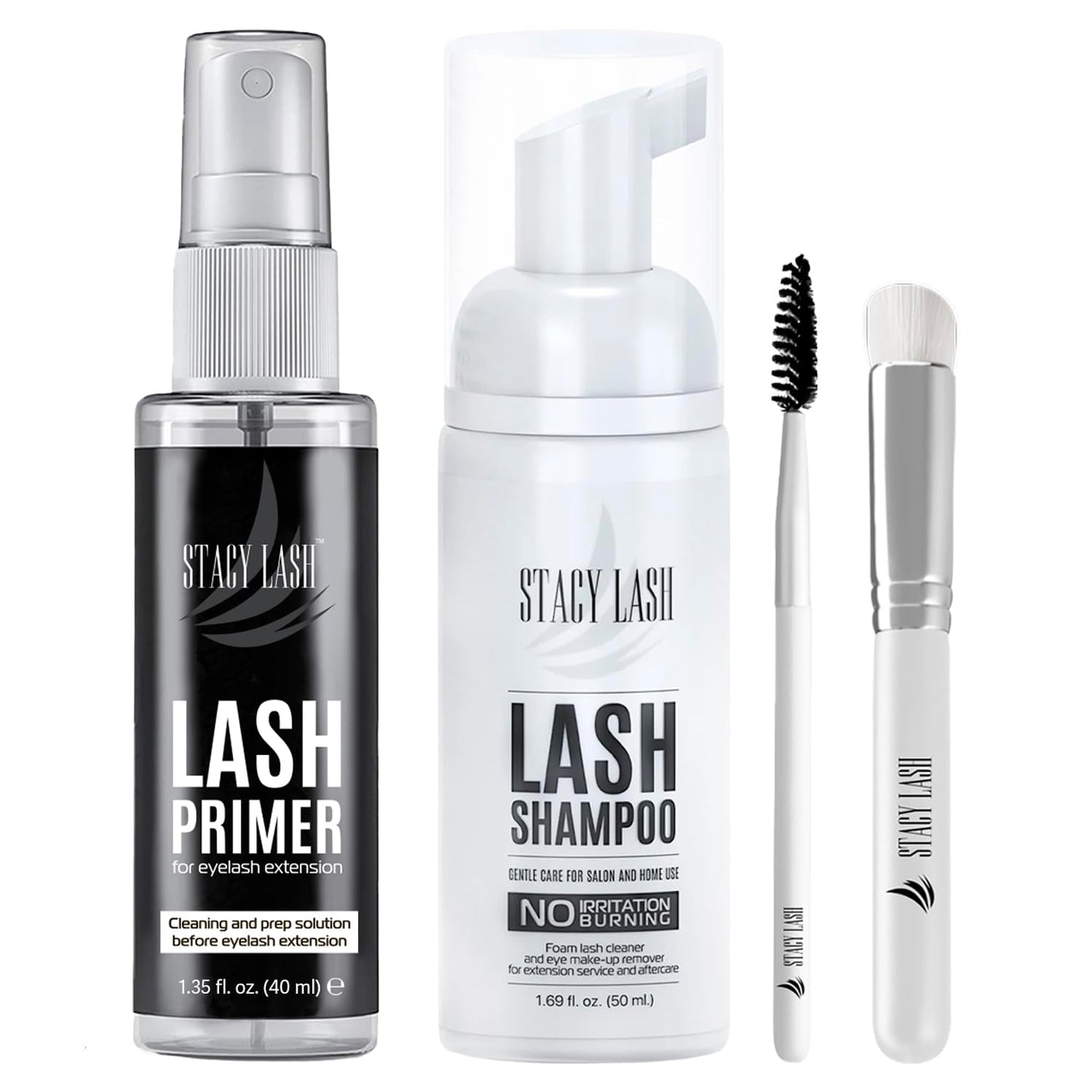 Eyelash Extension Shampoo & Primer Set - 50ml Shampoo | 40ml Foaming Cleanser | Paraben & Sulfate Free