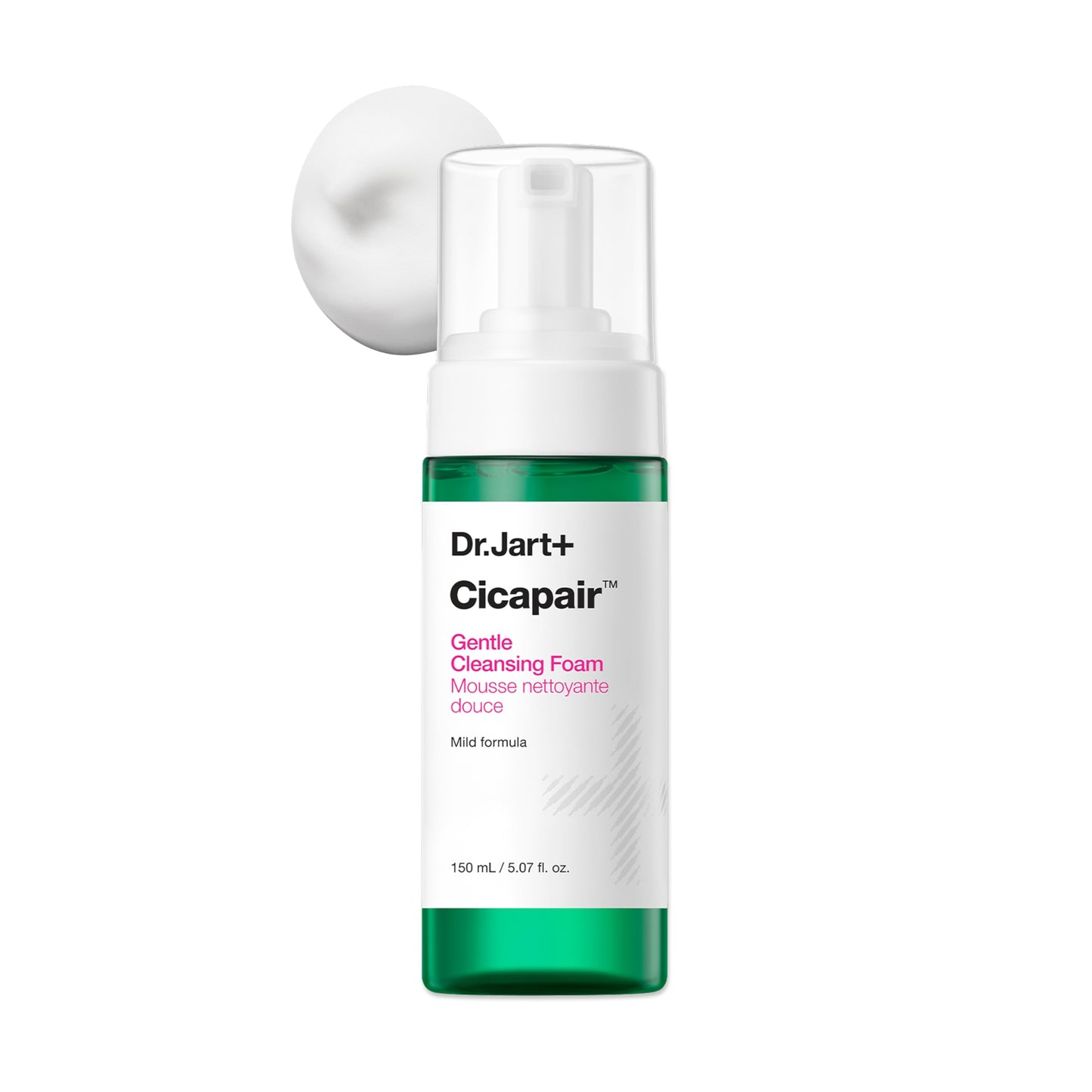 Dr.Jart+ Cicapair Gentle Foam Korean Face Wash Cleanser for Sensitive Skin with Centella Asiatica | Korean Skin Care, 5.07 Fl Oz