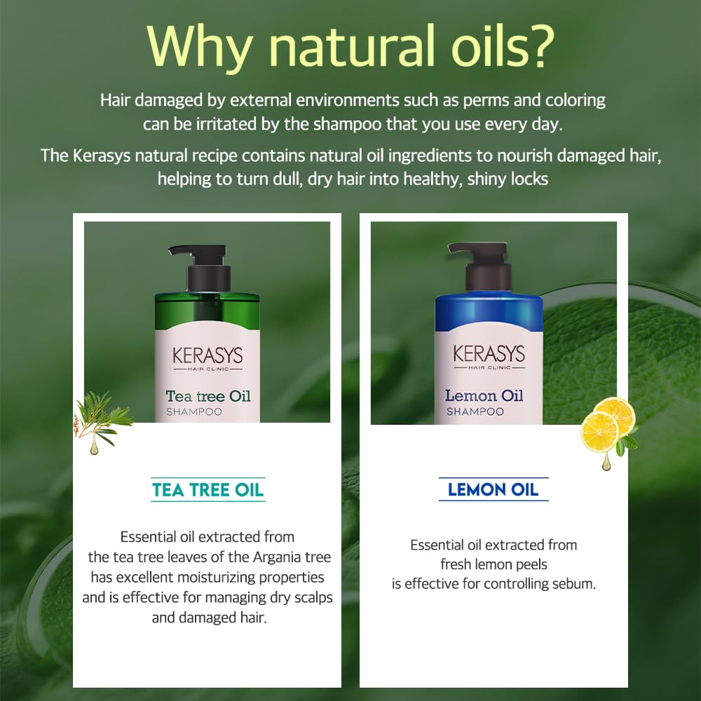 Kerasys Tea Tree Oil Conditioner - Nourishing Hair Treatment | 33.8 fl oz (1L) - 2-Pack