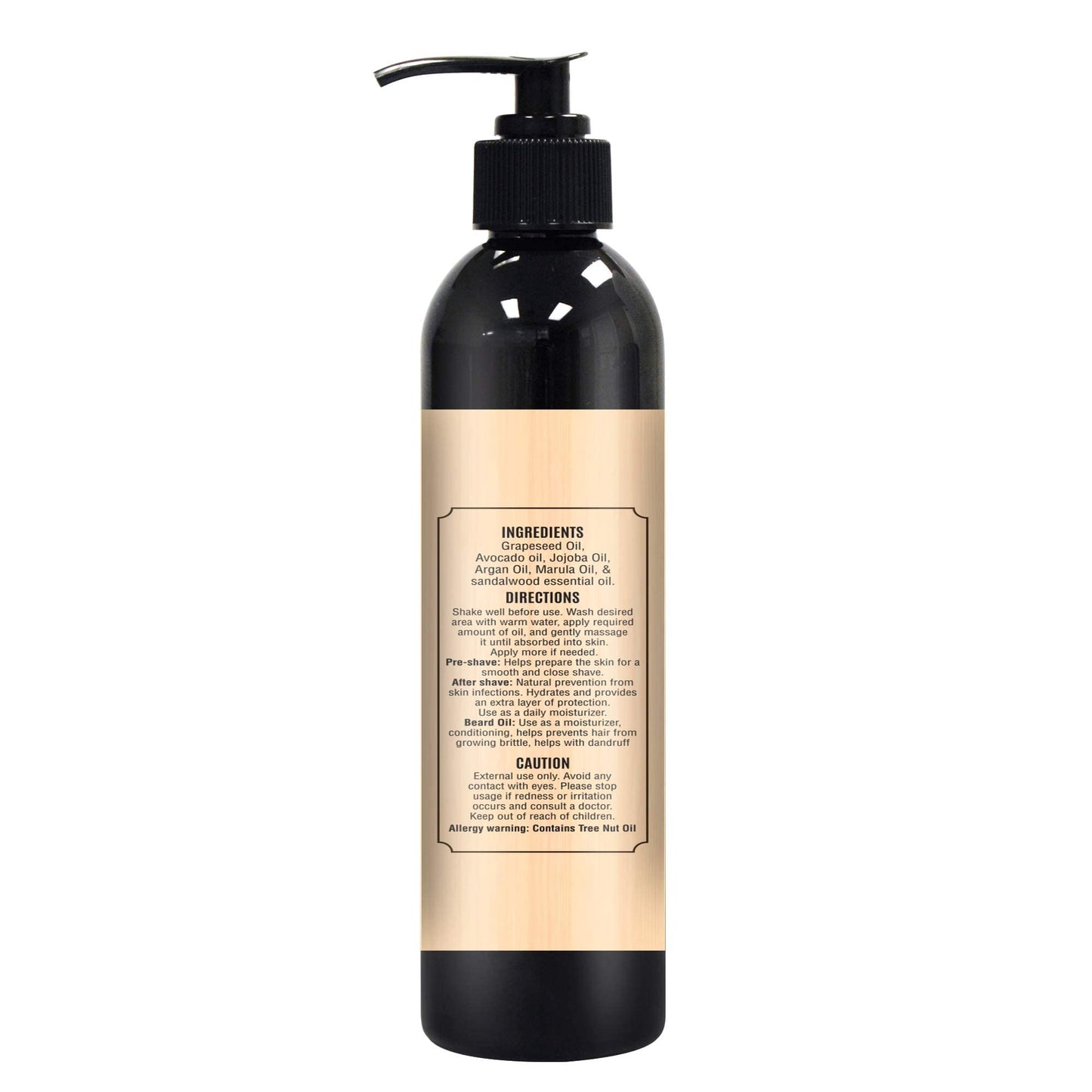 The Henna Guys 8 fl. Oz Pre-Shave & Beard Conditioning Oil for Men, Sandalwood Scent, with Jojoba, Argan, & Marula Oils, Free from Ammonia, Sulfate, Phthalate