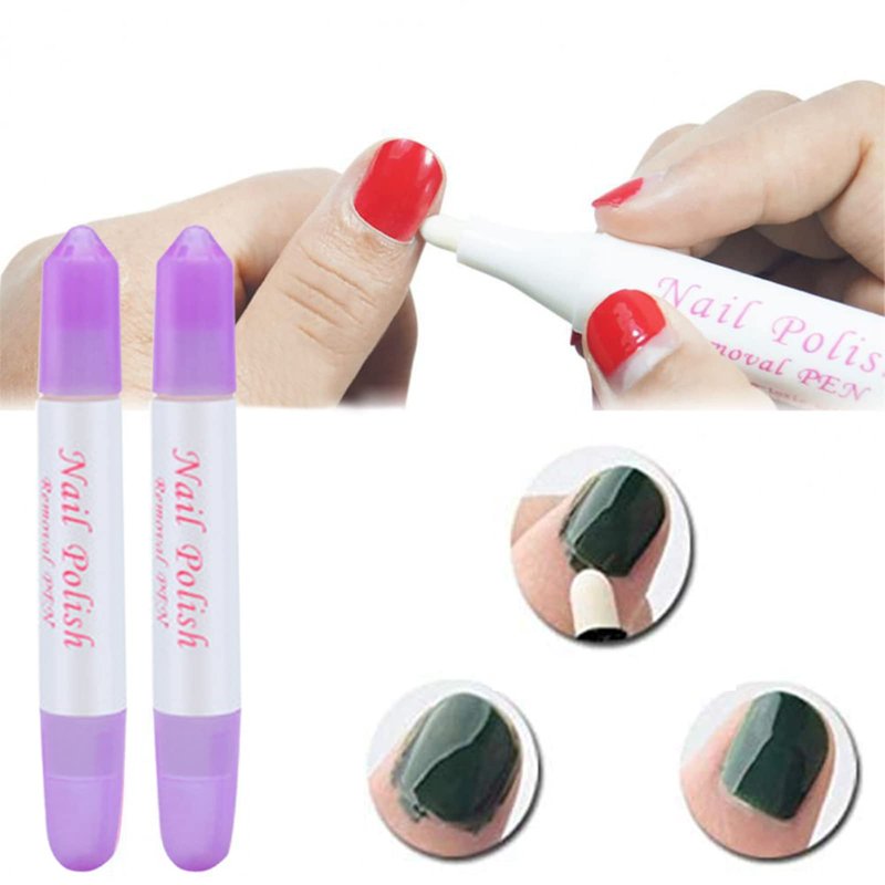 2 Pcs Nail Polish Corrector Remover, Dual Tipped Nail Art Sculpture Pen, Edge Cleaning Mistakes Cleaner for DIY Design or Salon