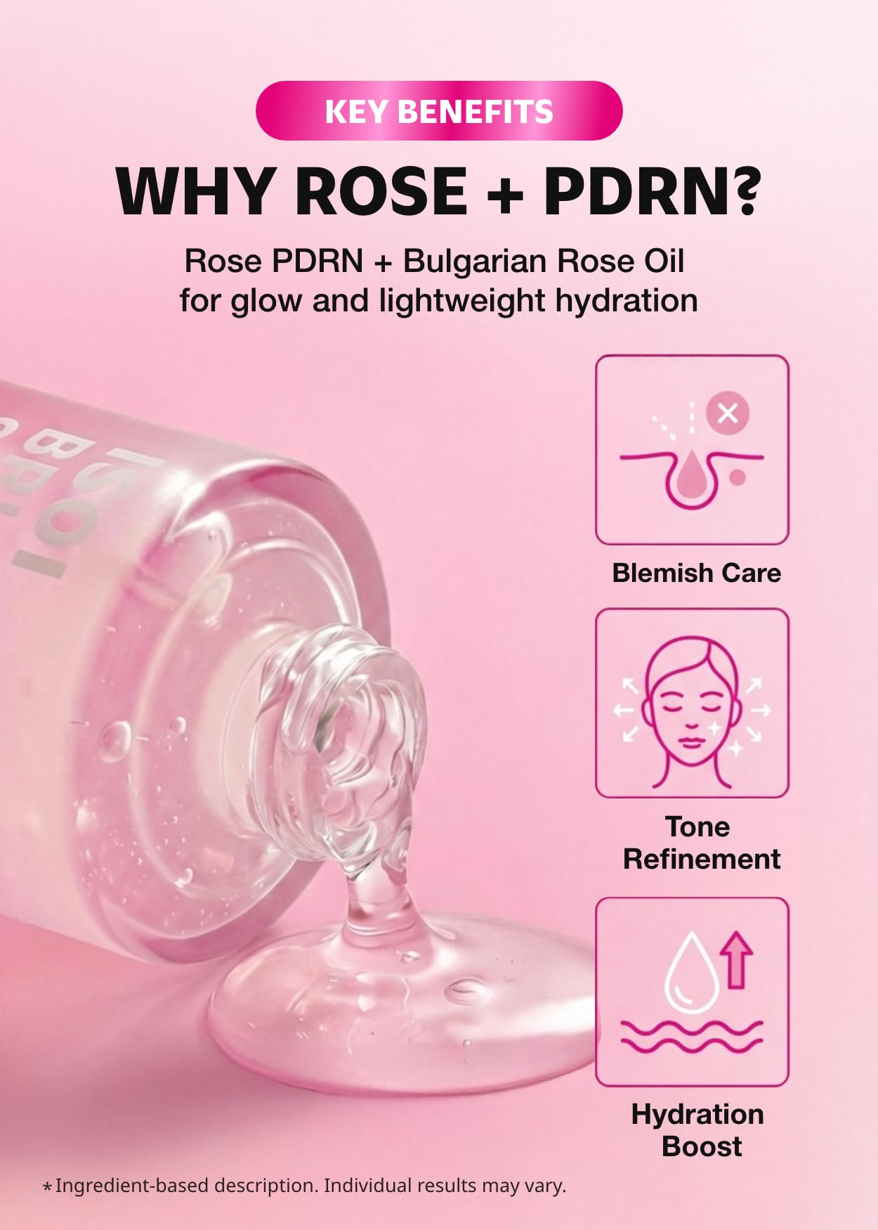 ISOI Rose PDRN Serum with Bulgarian Rose Oil, Radiance Face Serum