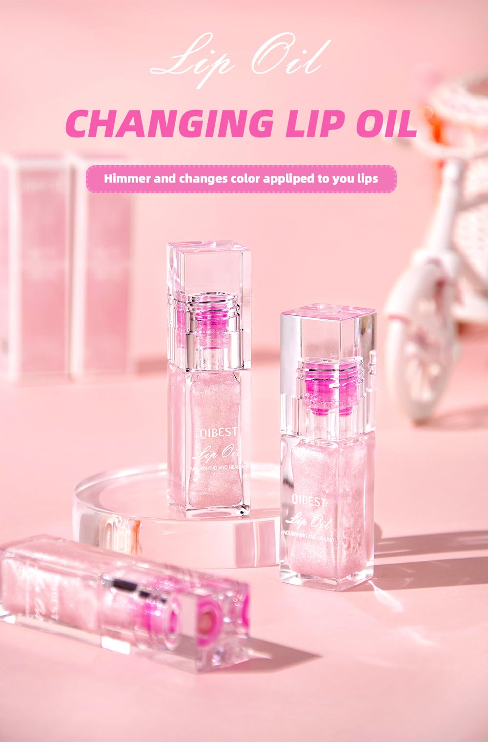 2PCS Cosmetics Magic Color Changing Lip Gloss - Plumping, Long Lasting, Non-sticky, Warm Change Glitter Lip Tint Pack