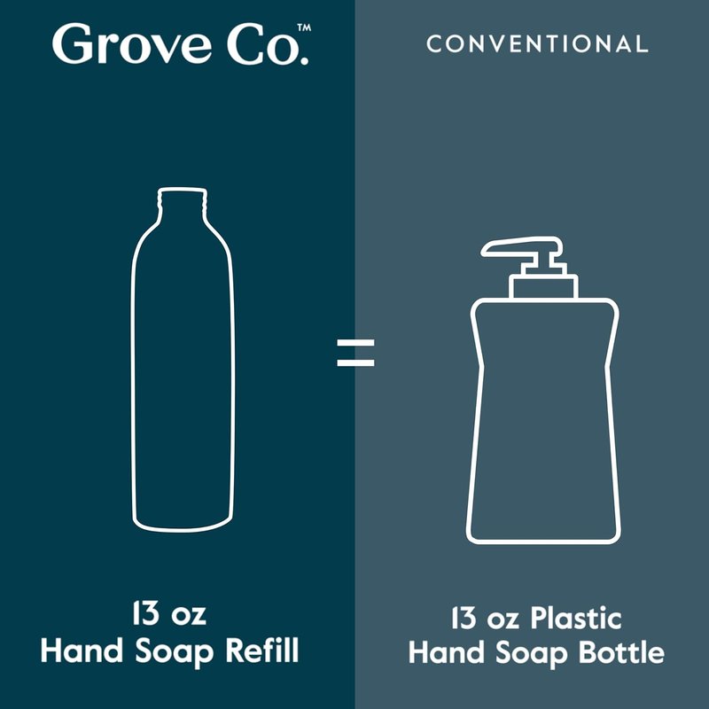 Grove Co. Hydrating Gel Hand Soap Refills - Plastic-Free Liquid Soap Set | 3 x 13 Fl Oz, Natural Lemon & Eucalyptus Fragrance