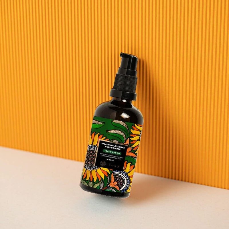 iYURA Balaayah Black Gram Body Booster Tea Garden | Body Oil for Crepey, Mature Skin | Firms the look of Sagging Skin on the Arms & Legs | Long-Lasting Intense Moisturization | 3.38 fl oz (100 ml)