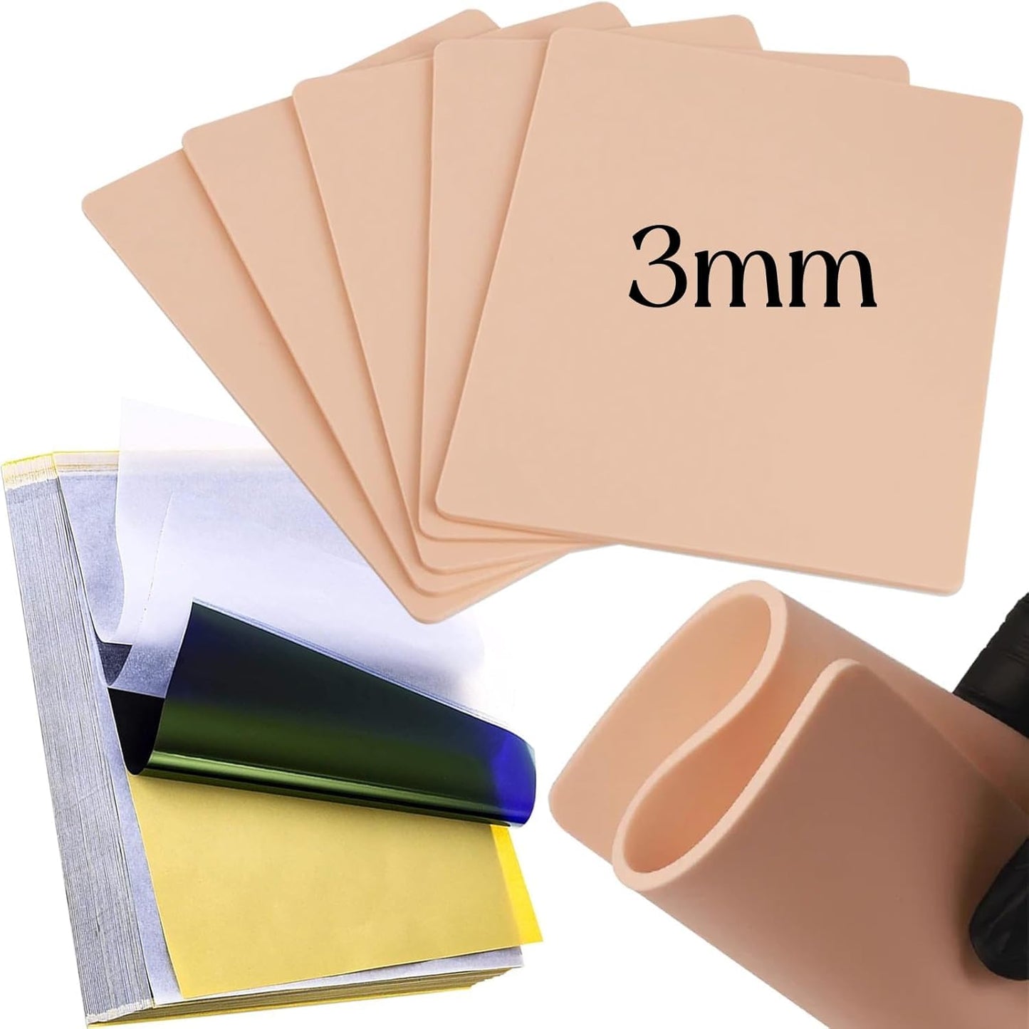 Tattoo Practice Skins with Transfer Paper - 40Pcs Blank Tattoos Skin Practice and Stencil Paper Kit Includes 30Pcs DIY Tracing Paper and 10Pcs Double Sides Tattoos Fake Skins for Beginners Artis