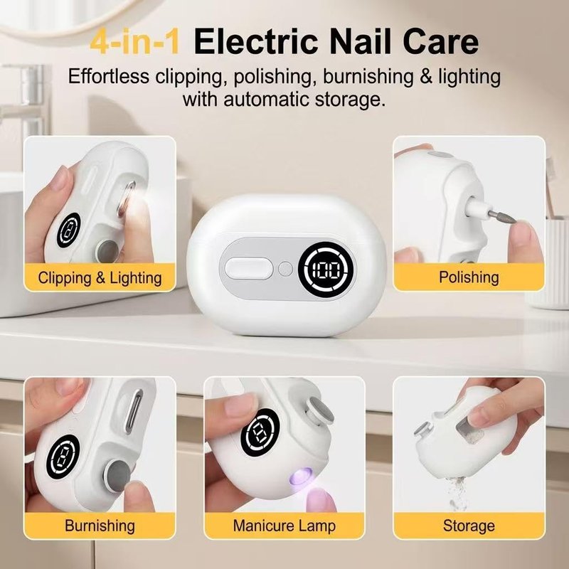 2026 Upgraded Electric Nail Clipper, Automatic 4 in 1 Baby Nail Trimmer and Polisher with LED Light & Nail Storage Box, Electric Nail File with Multiple Speed Gears for Baby, Adults, Senior