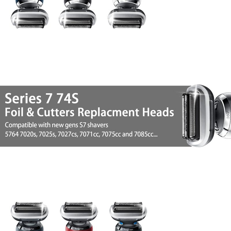 74S S7 Replacement Head for S7 Shavers, Stainless Steel Blades & Precision Foil, Smooth Shave No Pulling.