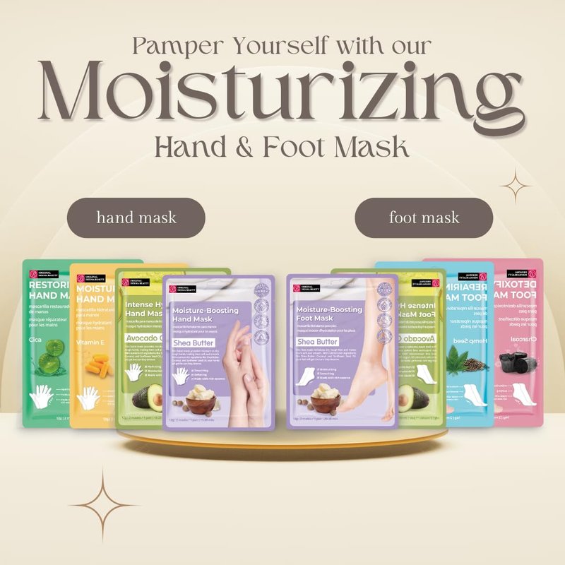 Derma Beauty Foot Mask - 12 Pairs Hemp Seed & Charcoal Moisturizing Callus Remover | Spa Pedicure Supplies