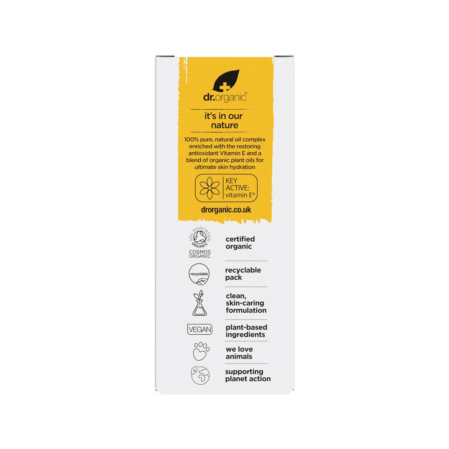 Dr. Organic Vitamin E Pure Oil Complex | Nourishes and Protects Skin, Enhances Elasticity, Natural, Certified Organic, Paraben & SLS-Free, 50 mL / 1.7 fl oz