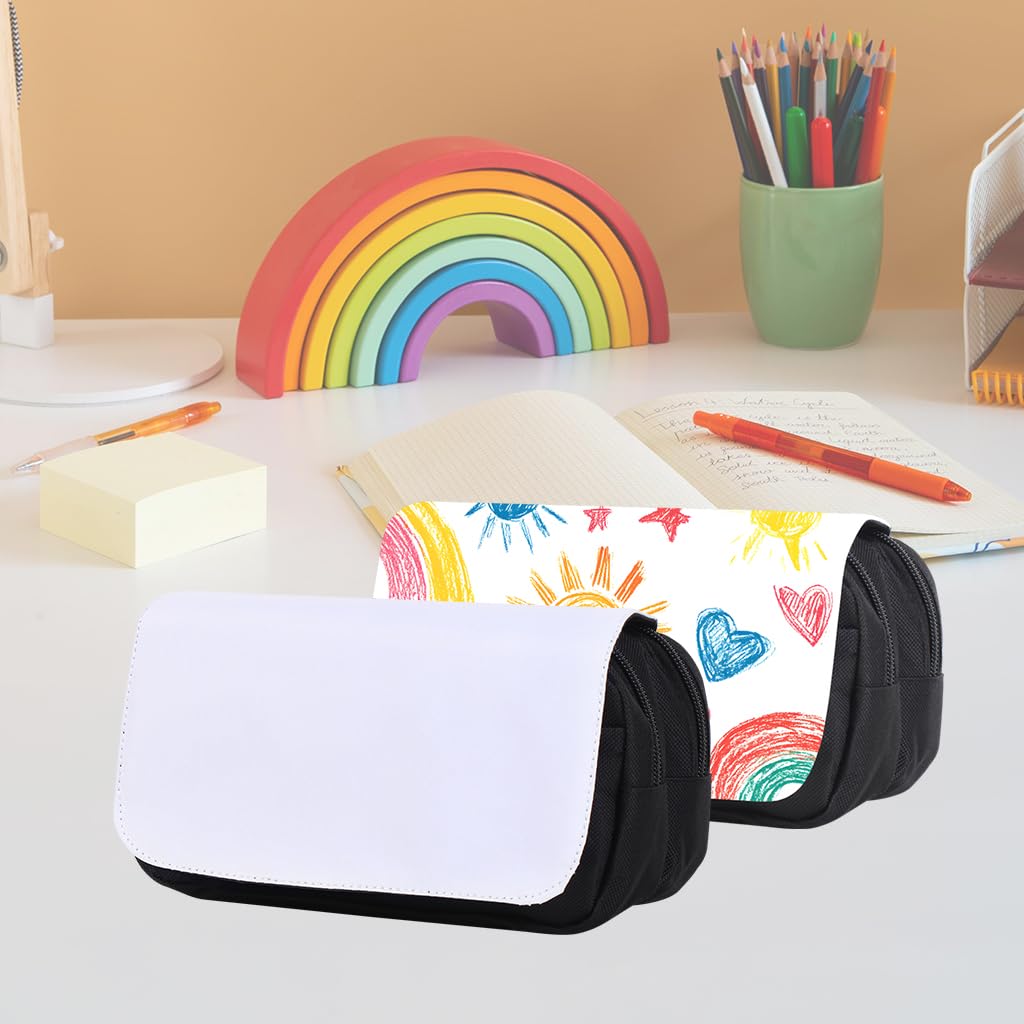 4 Pcs Blank Sublimation Pencil Case Cosmetic Bags Printable Multipurpose DIY Makeup Bags Toiletry Pouch with Removable Flap-Black