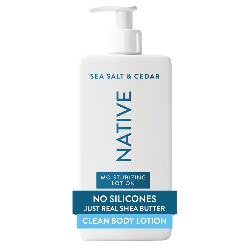 Native Body Lotion, Sea Salt & Cedar, 48-Hour Hydration for Dry & Sensitive Skin, Made with Plant-Based Moisturizers like Shea Butter, Silicone & Paraben Free, 16.5 fl oz