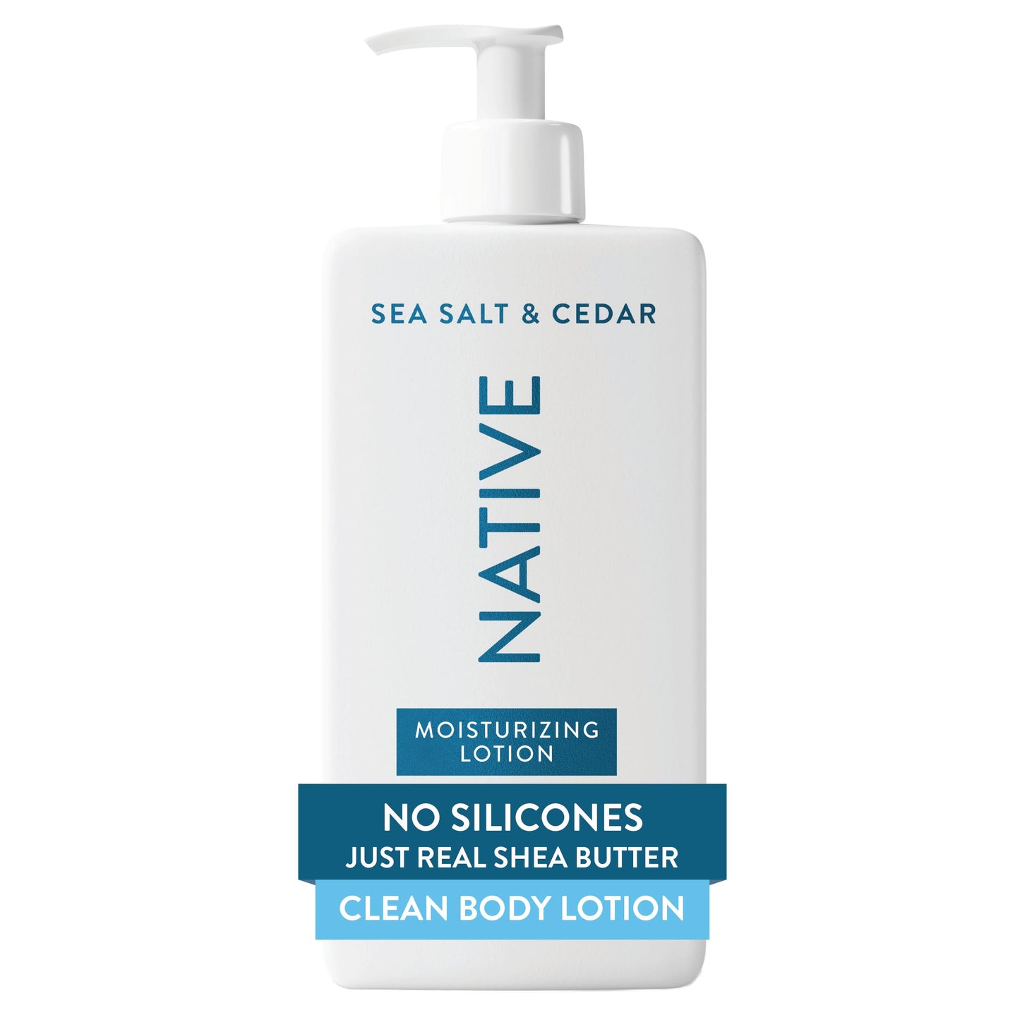Native Body Lotion, Sea Salt & Cedar, 48-Hour Hydration for Dry & Sensitive Skin, Made with Plant-Based Moisturizers like Shea Butter, Silicone & Paraben Free, 16.5 fl oz