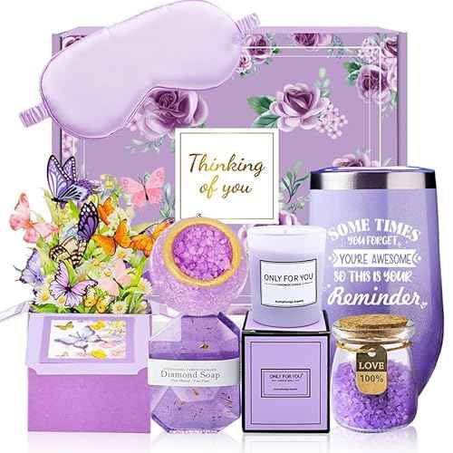 Birthday Gift for Women Spa Gift Set - Unique Get Well Soon Gifts for Women, Relaxing Self Care Package for Her, Christmas Stocking Stuffers Gifts for Mom, Wife, Sister, Friend(Lavender)