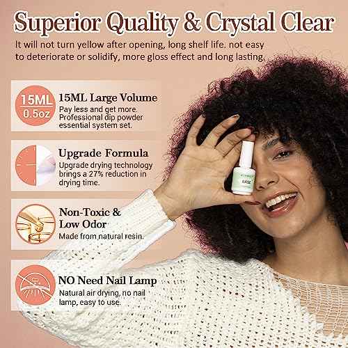 AZUREBEAUTY Dip Powder Liquid Set 15ml/0.5oz 8 Pcs Dipping Base Activator and Top Coat Brush Saver Nail File Necessary Tools for Dip Kit No Lamp Needed