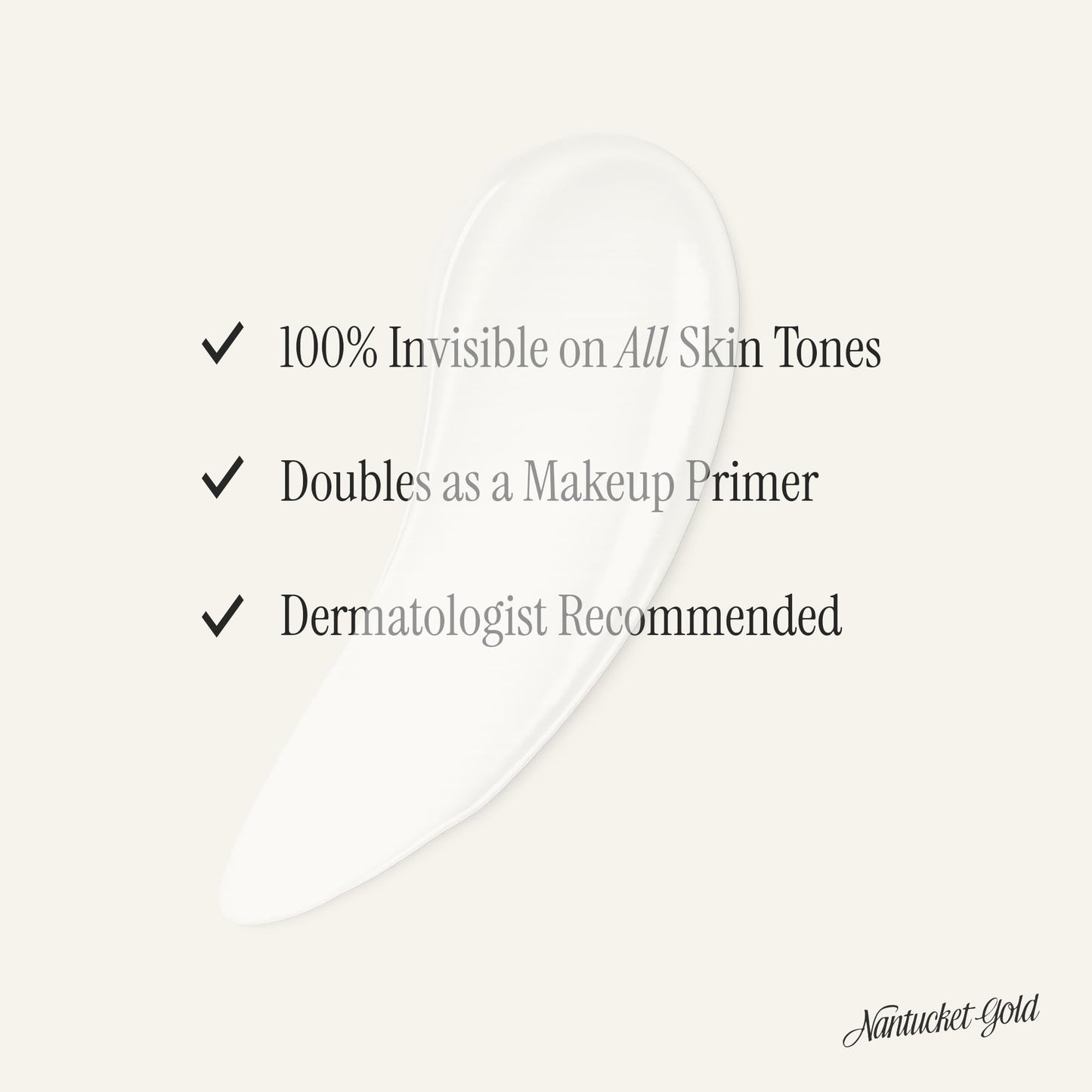 Nantucket Gold 100% Invisible Daily Face Moisturizer with SPF 40 + Hyaluronic Acid + Vitamin C, Weightless, Scentless, Primer - For All Skin Skin Tones - 1.7 fl oz