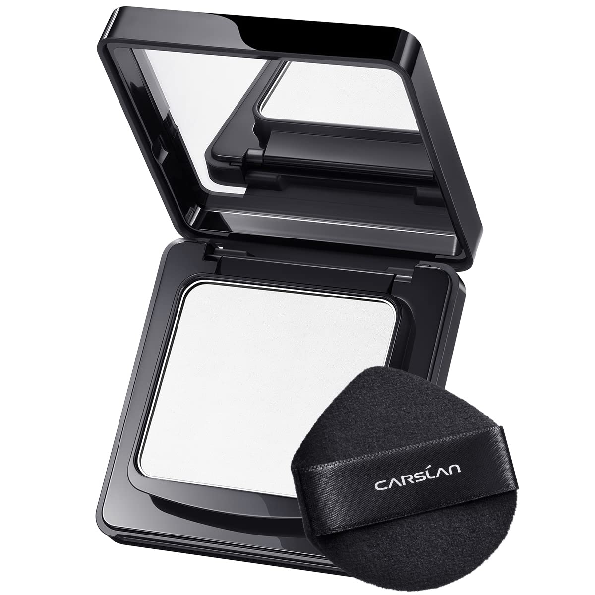 CARSLAN 1.0 Waterproof Face Pressed Powder Compact, 24H Longlasting Oil Control Pressed Setting Powder Talc-Free Makeup, Shine Free, Poreless, Smooth, 0.28Oz