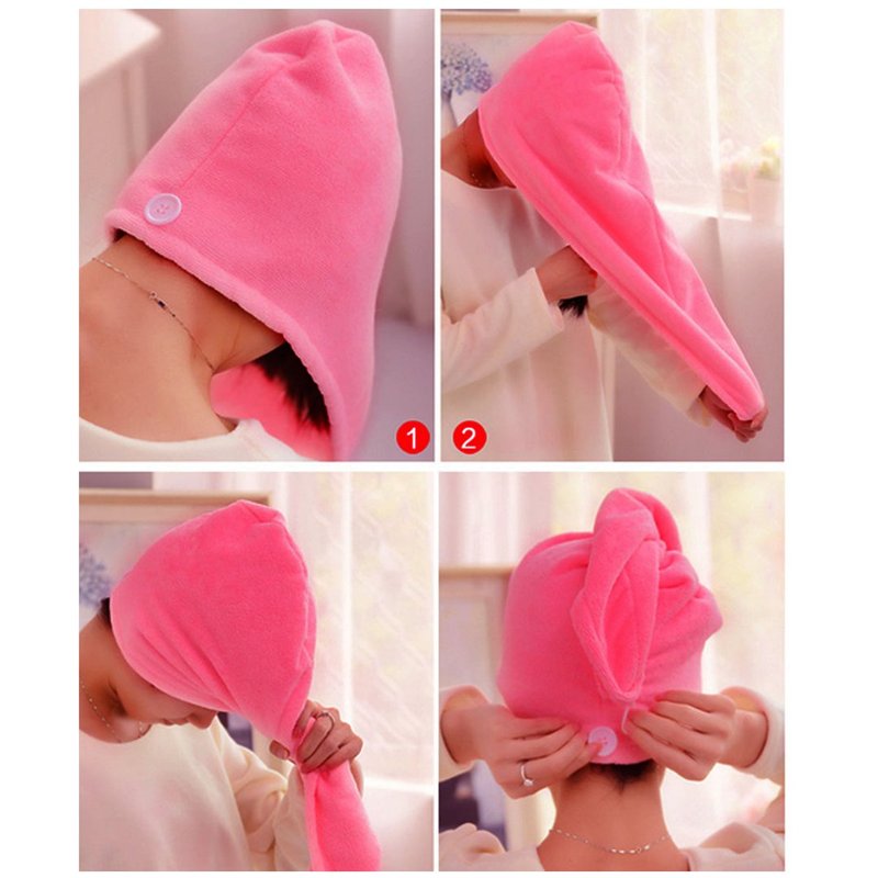 Queena Women Microfiber Bath Towel Wrap & Hair Turban Adjustable Spa Shower Cover Up,Pink