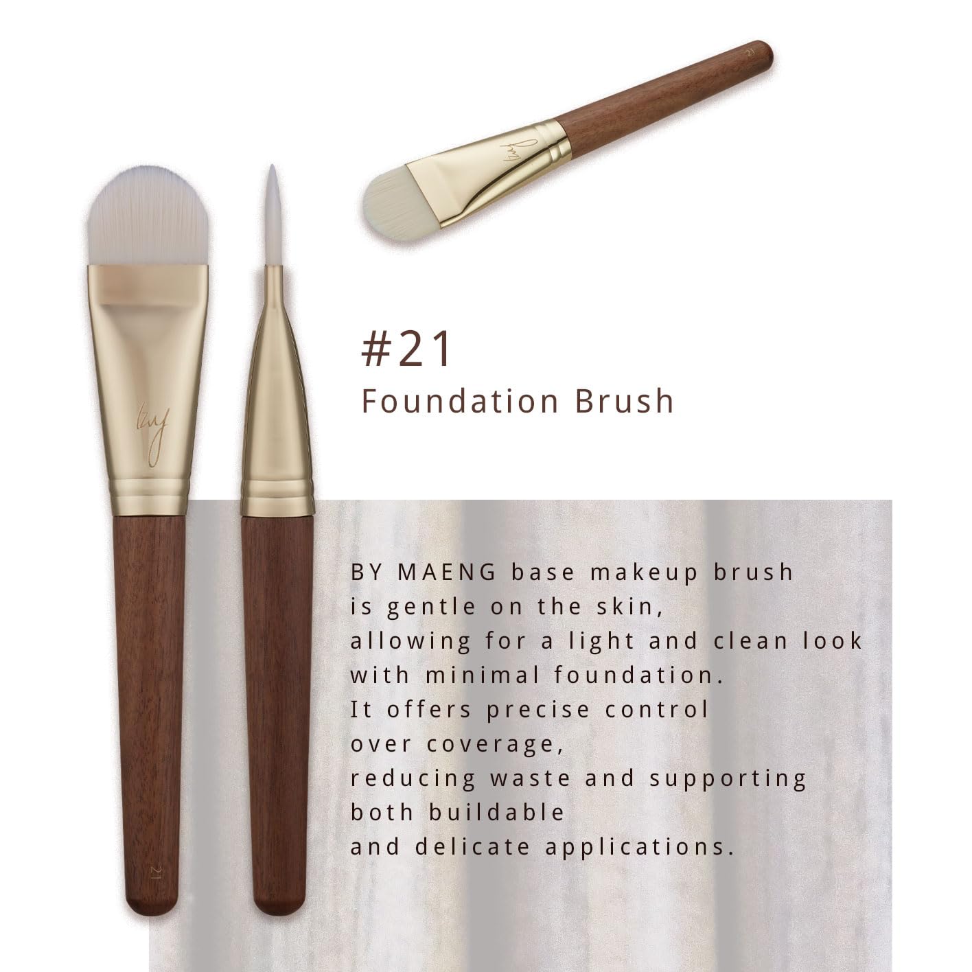 [SOO ADOR] BY MAENG #21 Foundation Brush - Lightweight and Skin-Friendly Tool for Flawless Base Makeup | Created by K-Pop Makeup Artist Maeng | Makeup Brush Base Brush
