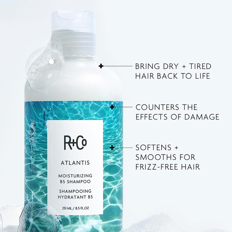 R+Co Atlantis Moisturizing B5 Shampoo | Shine + Tames Frizz + Intense Hydration | Vegan + Cruelty-Free | Vegan + Cruelty-Free | 2 Oz