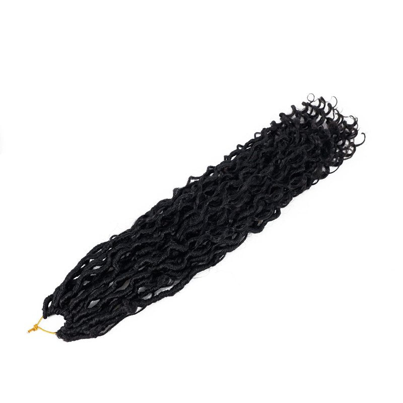 LIYATE 6 Packs Faux Locs Crochet Hair, 22 Inch Goddess Locs Crochet Hair Pre Looped, River Loc Crochet Braids with Curly, Boho Hippie Loc Synthetic Hair Extensions (1B)