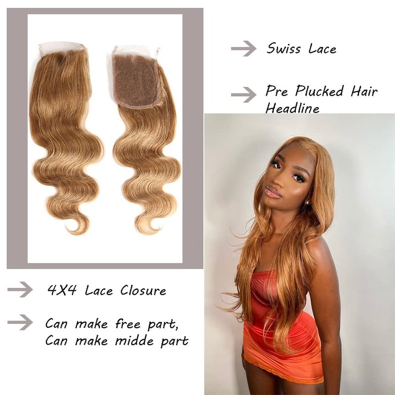 X-TRESS Weave Bundles Human Hair 10A Honey Blonde Body Wave Bundles Human Hair Bundles for Braiding 14 Inch Sew in Hair Extensions Real Human Hair Color 27 Double Wefts 1 Bundles