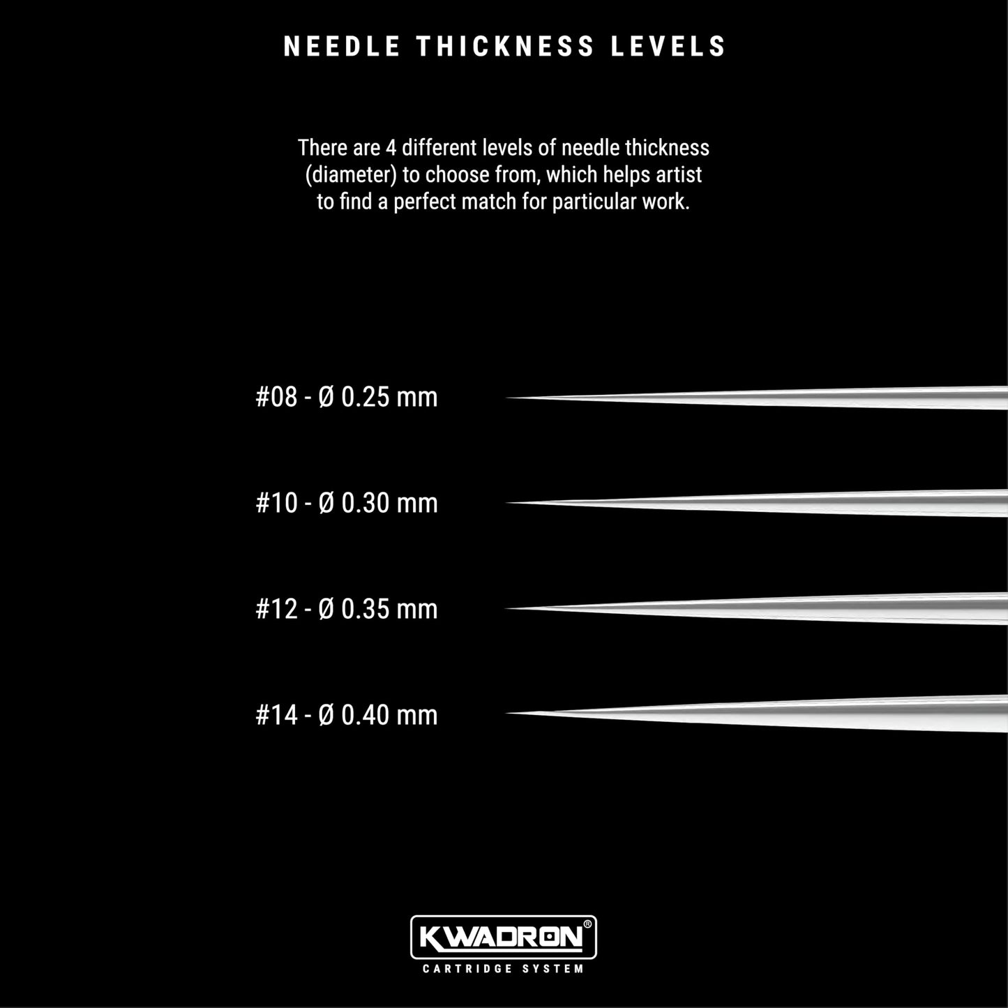 Kwadron Tattoo Needle Cartridge, Box of 20, Round Liners Long Taper - 3 Round Liner Long Taper - 35/3RLLT