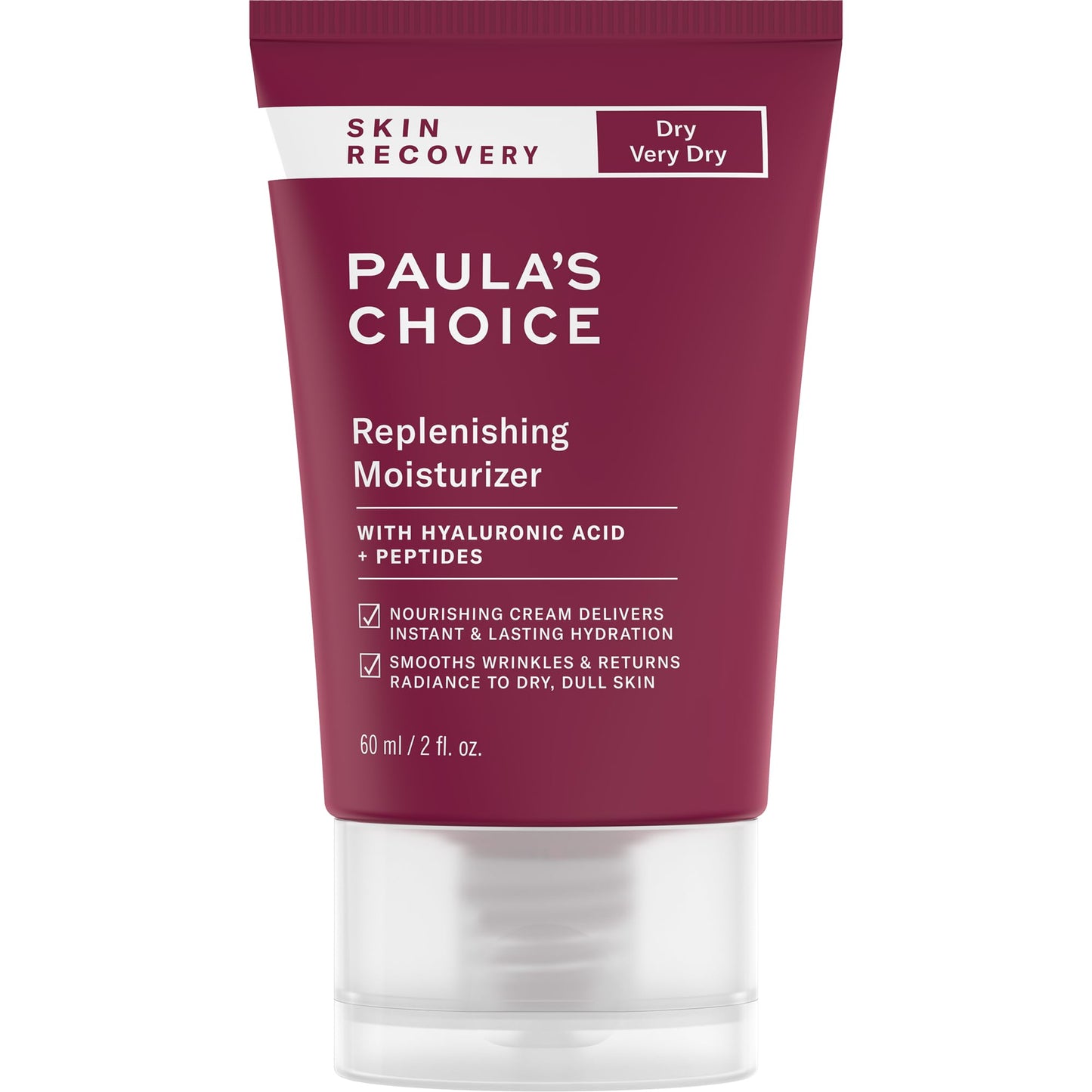 Paula's Choice SKIN RECOVERY Replenishing Face Moisturizer Cream, Daily Facial Moisturizer with Hyaluronic Acid, & Peptides, Face Lotion for Dry, Sensitive Skin, Fragrance-Free, 2oz