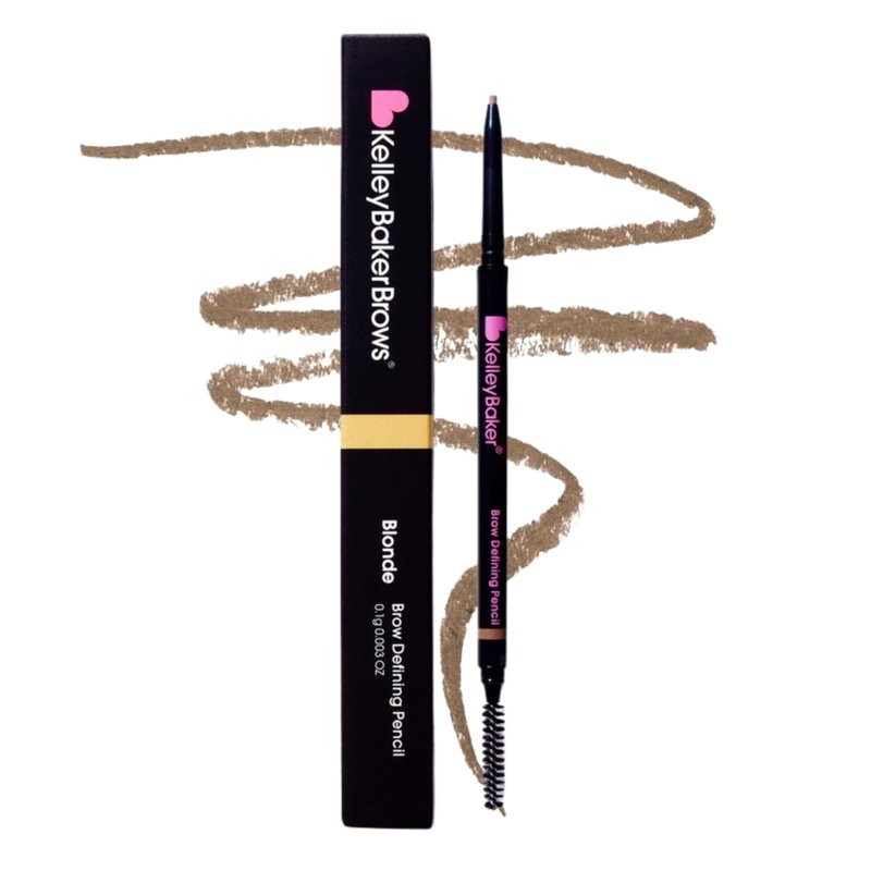 Kelley Baker Brow Defining Pencil, Micro-Thin Tip for Precise Hair-Like Strokes and Shaped Brows, Smudge-Resistant Long-Lasting Formula, Built-In Spoolie for Natural Soft Defined Brows, (Blonde)