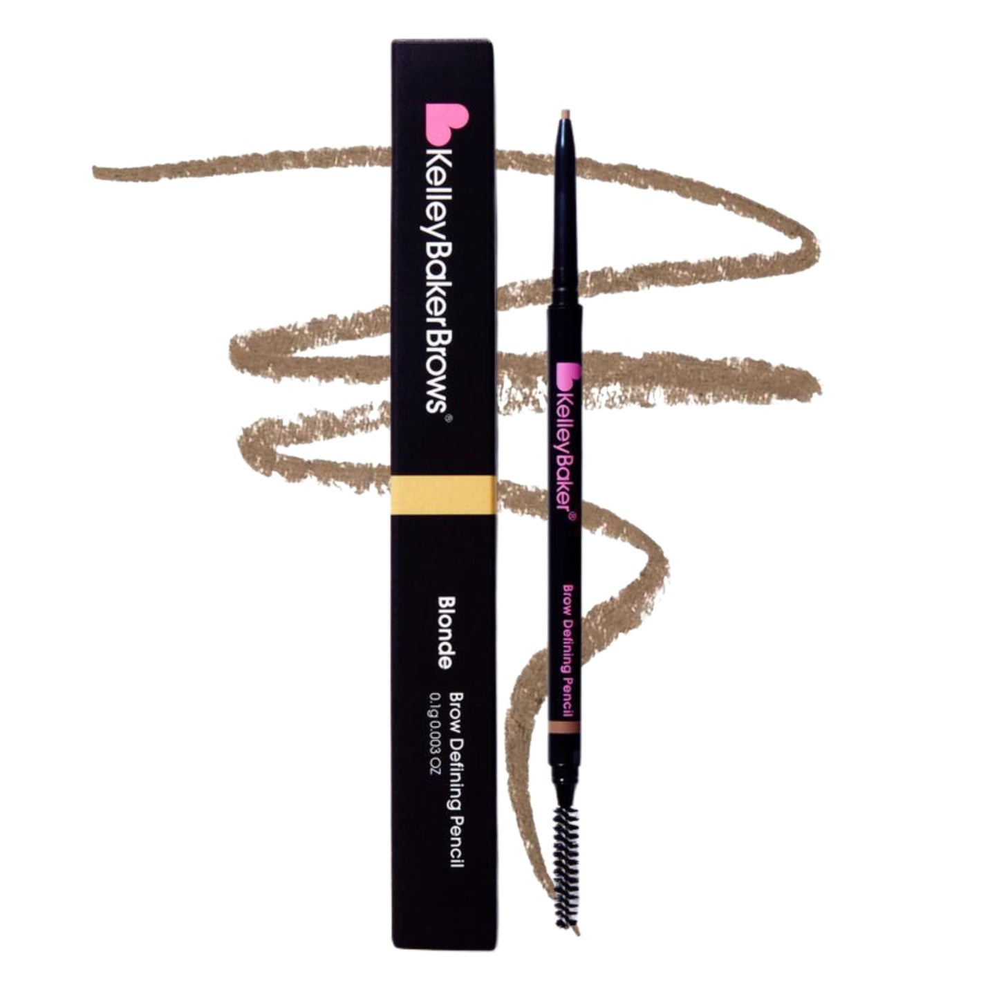 Kelley Baker Brow Defining Pencil, Micro-Thin Tip for Precise Hair-Like Strokes and Shaped Brows, Smudge-Resistant Long-Lasting Formula, Built-In Spoolie for Natural Soft Defined Brows, (Blonde)