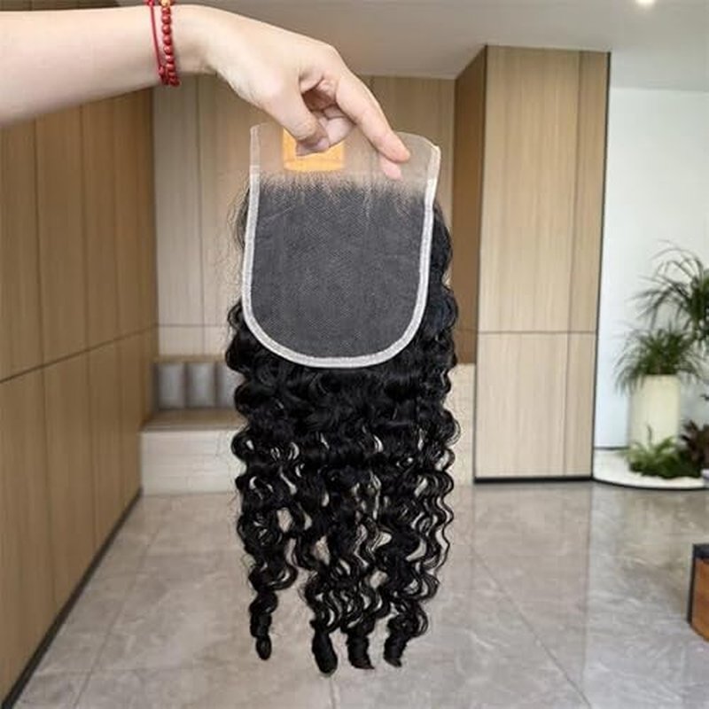 Lemoda 5x5 Closure Burmese Curly HD Transparent Lace Closure 12A Burmese Virgin Human Hair Closure Pre Plucked with Baby Hair Natural Black 20 Inch