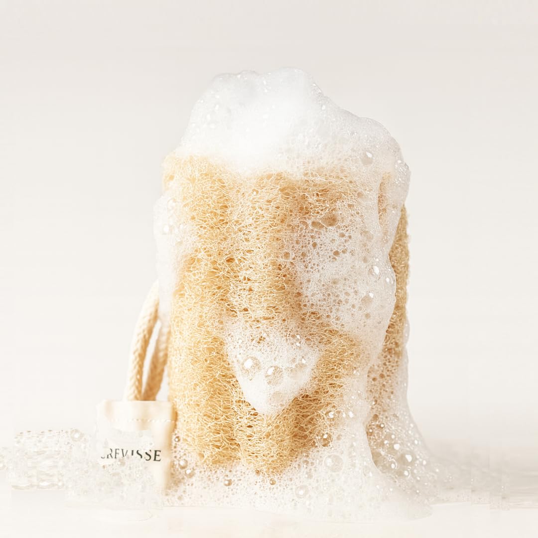 Crevisse Natural Egyptian Loofah Sponge – Exfoliating Shower Body Scrubber (Pack Options) (3 Count (Pack of 1))