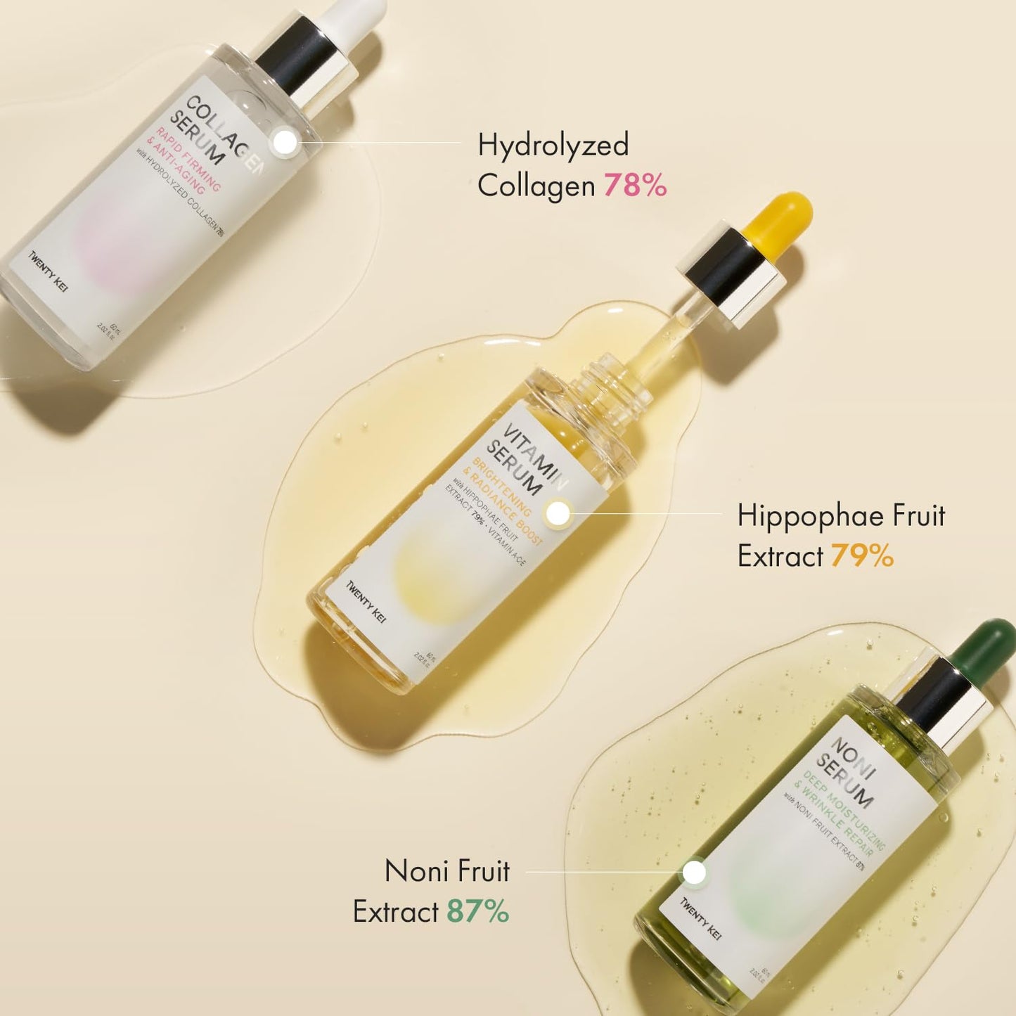 TWENTY KEI Noni Serum for Face, Hydrating Korean Face Serum with Noni Extract, Niacinamide & Ceramides, Lightweight Moisturizing Serum for Dry, Dull-Looking Skin, 2.02 Fl Oz