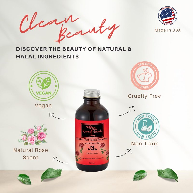 Karma Halal Certified Nail Polish- Truly Breathable Cruelty Free and Vegan - Oxygen Permeable Wudu Friendly Nail Enamel (Halal Nail Polish Remover)