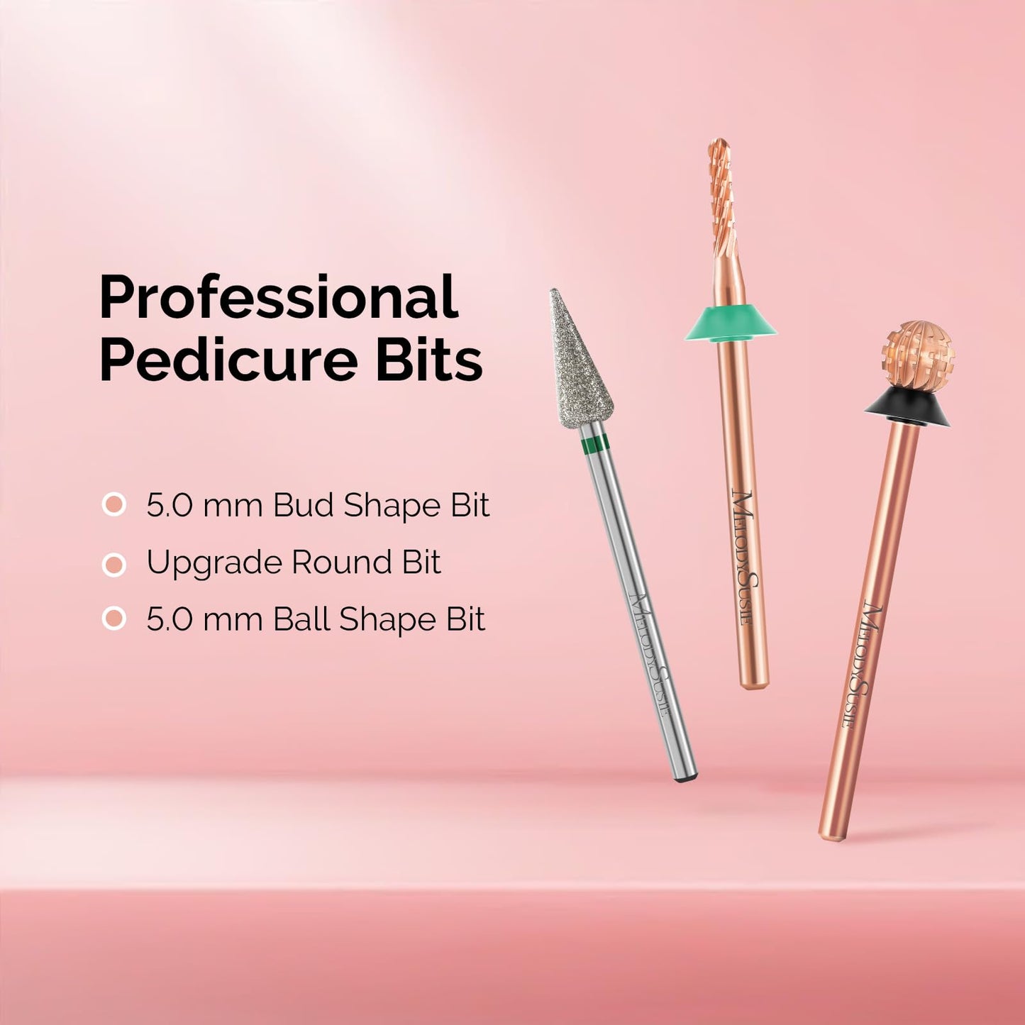 MelodySusie Portable Electric Nail Drill with Upgrade Round Shape Pedicure Bit