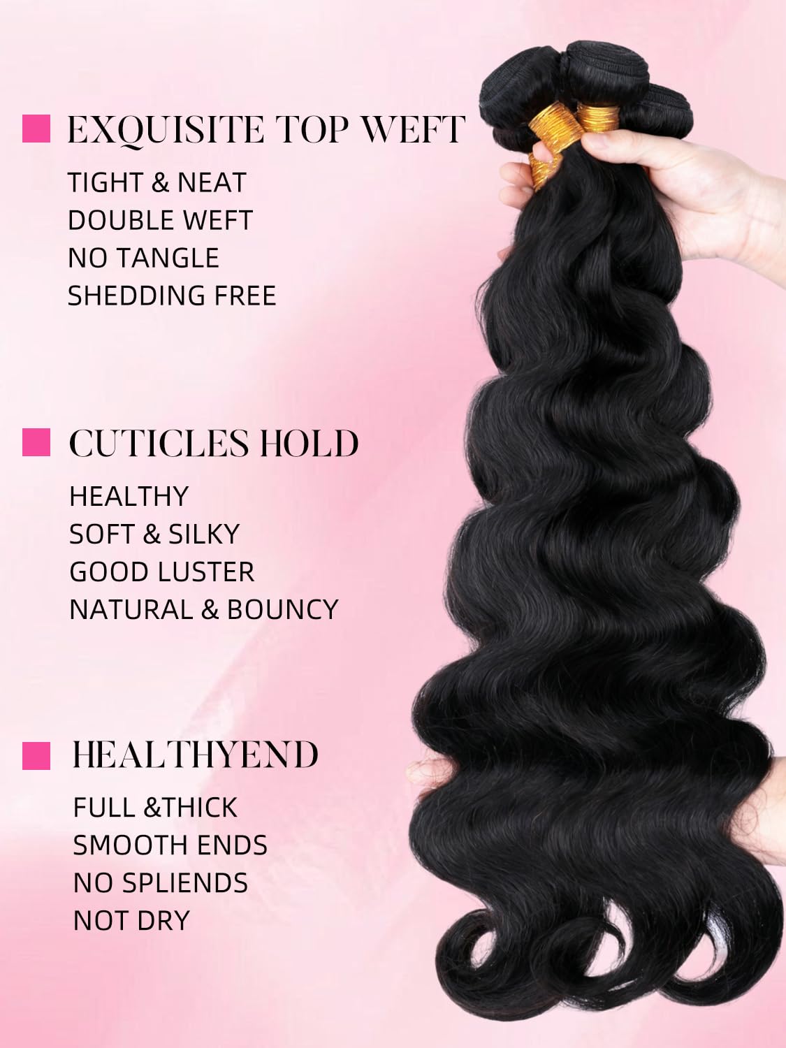 PerisModa Body Wave Bundles Human Hair 18 Inch 1PC 100% Human Hair Bundles Unprocessed Brazilian Virgin Hair Bundle 12A Body Wave Human Hair Extensions Natural Black