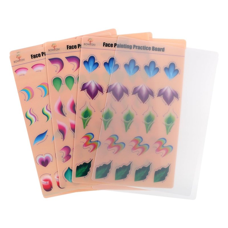 Face Painting Practice Board Set - 4 Reusable Colorful Templates | A4 Size Makeup Exercise