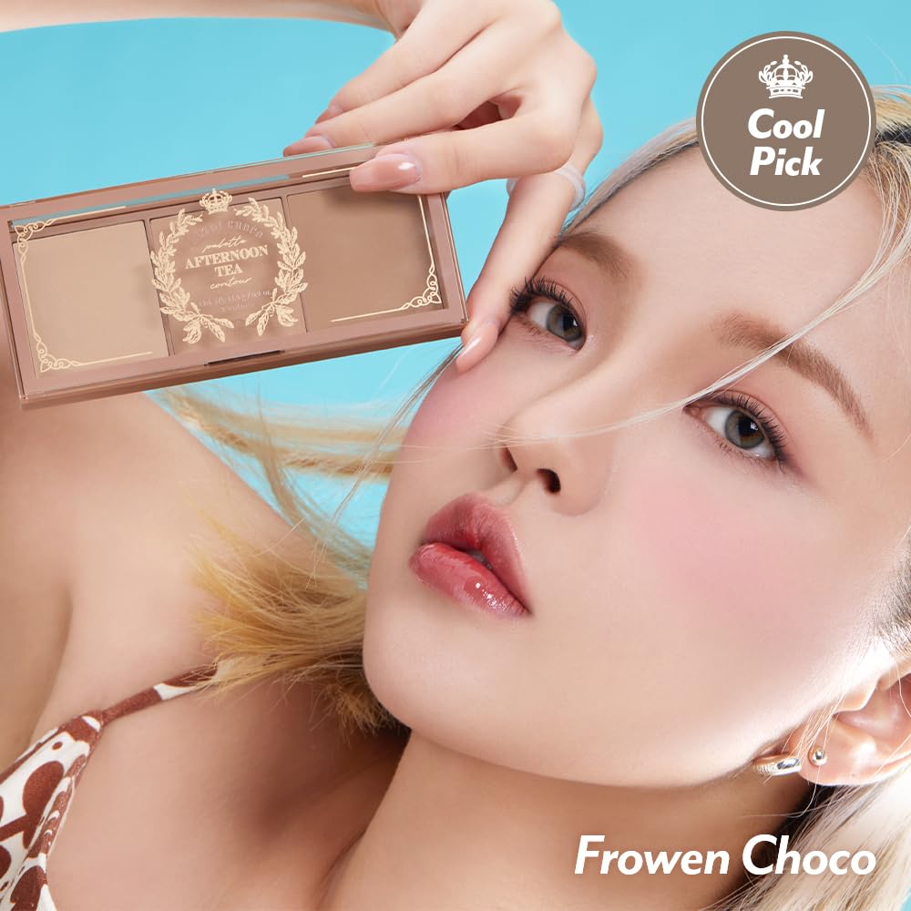I'M MEME Contour Palette - Afternoon Tea_FrOzen Choco | Bronzer for Face & Cheeks, Matte Powder, Natural Makeup, Buildable Coverage, Light to Medium, Easy Blendable, For Cool Tone Skin, 0.4 Oz
