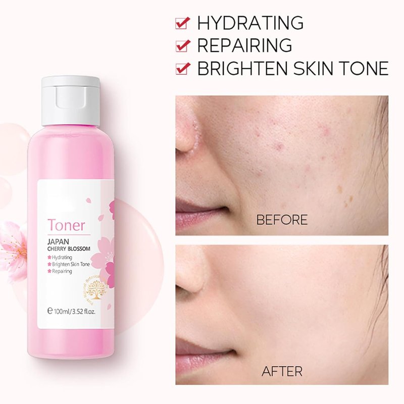 Sakura Face Care Set - 17-Piece Moisturizing Skin Care Collection | Cleanser, Serum, Toner & More