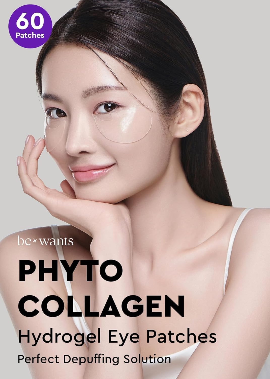 Under Eye Patches for Puffy Eyes | Korean Vegan Collagen Mask with Bamboo Water - 60 Pieces