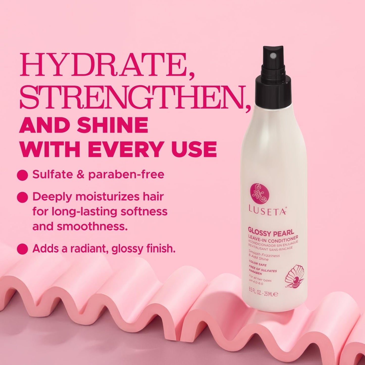 Luseta Glossy Pearl Leave-In Conditioner for Dry Hair, Adds Shine, 8.5 oz
