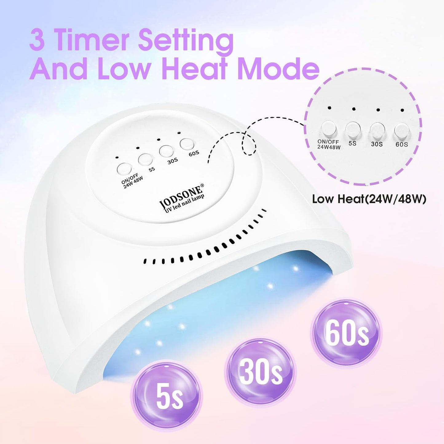JODSONE UV LED Nail Lamp - 30 Light Beads Gel Polish Dryer | Automatic Sensor, 3 Timer Settings