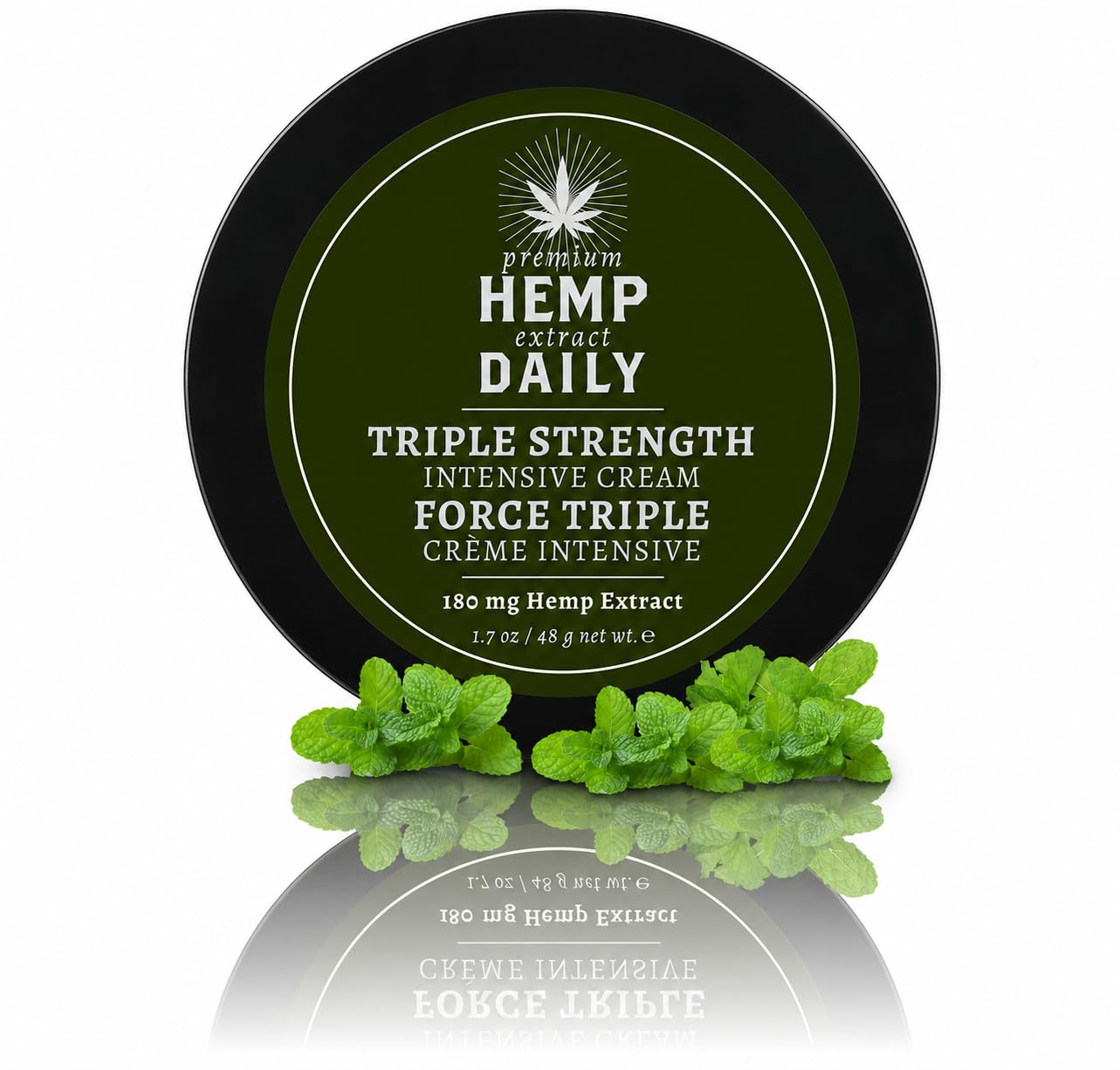 Premium Hemp Extract Daily Triple Moisturizing Cream - Essential Oils and Moisturizer - Vegan, Organic Ingredients - Classic Mint, 1.70 oz - Single