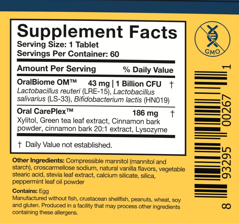 Researched Nutritionals OraMax - Oral Health Complex to Fight Bad Breath and Support Health Teeth & Gums - Oral Probiotics, Enzymes, Nutrients & Herbs (60 Dissolving Tablets)